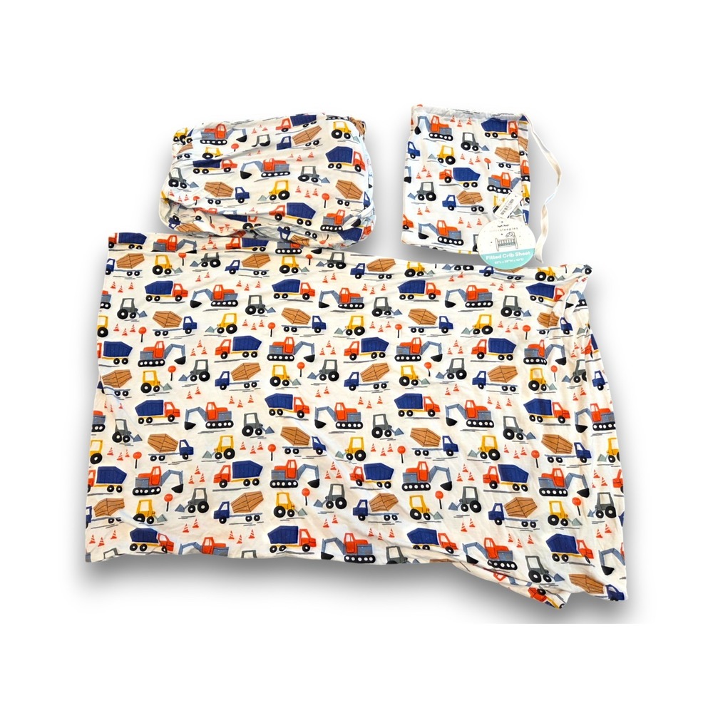 Little Sleepies Truck Car Construction Fitted Crib Sheet Set Bamboo Viscose NWT
